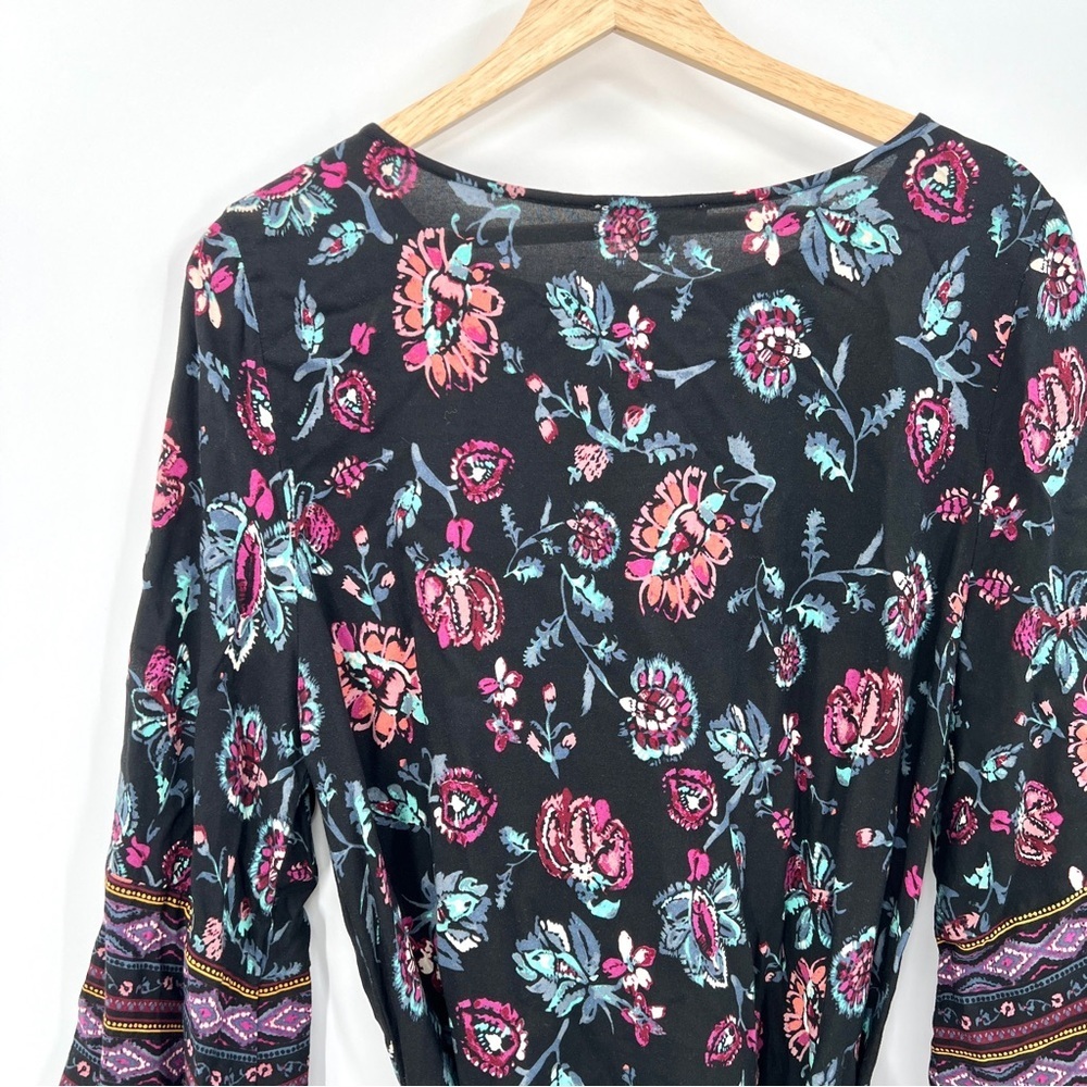 BEACH LUNCH LOUNGE Woman's Black & Floral Lightweight Midi Dress Size SP - Picture 7 of 11